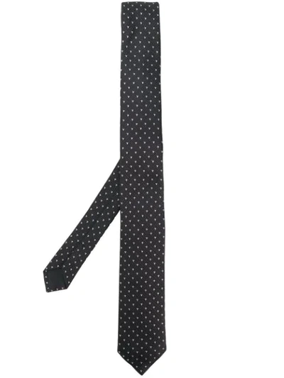 Saint Laurent Abstract-jacquard Silk Tie In Black