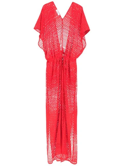 Amir Slama Knit Beach Dress In Red