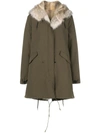 Liska Badger Fur Trim Parka - Green