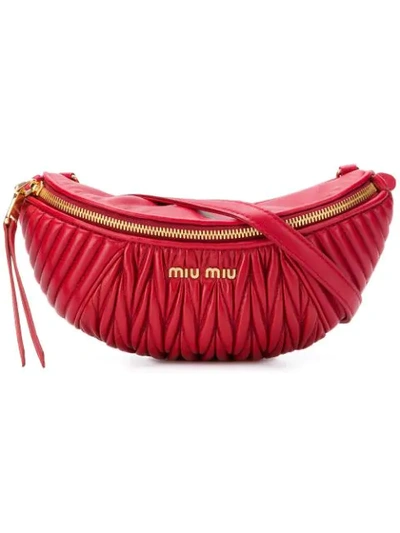 Miu Miu Ribbed Belt Bag In Red