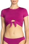 Robin Piccone Ava Knot Front Tee Bikini Top In Acai
