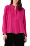 Eileen Fisher Long Sleeve Silk Blouse In Azalea