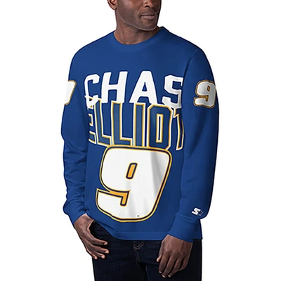 Starter Royal Chase Elliott Clutch Hit Graphic Long Sleeve T-shirt