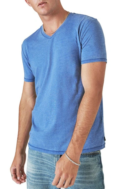 Lucky Brand V-neck Burnout T-shirt In Monaco Blue