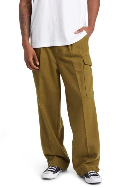 Elwood Baggy Pleated Military Pants In Olive