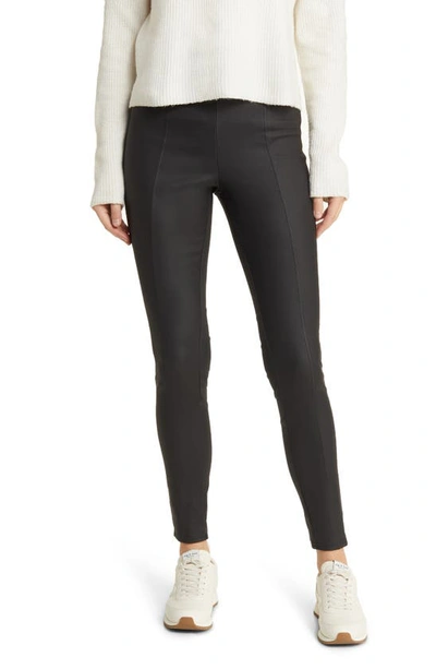 Hue High Rise Faux Leather Leggings In Black