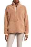 Beyond Yoga Take Flight High Pile Fleece Half Zip Pullover In Camel