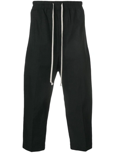 Rick Owens Drop-crotch Cropped Trousers In Black