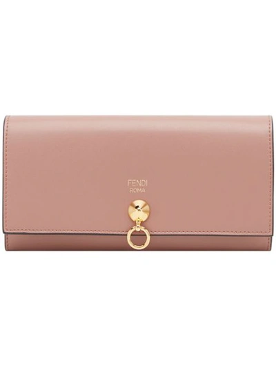 Fendi Continental Chain Wallet In Pink