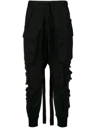 Ben Taverniti Unravel Project Cargo Pocket Drop-crotch Trousers In Black