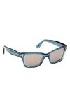 Tom Ford Mikel 54mm Square Sunglasses In Shiny Aqua / Roviex Mirror