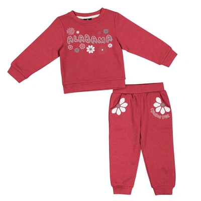 Colosseum Babies' Girls Toddler  Crimson Alabama Crimson Tide Flower Power Fleece Pullover Sweatshirt & Trousers
