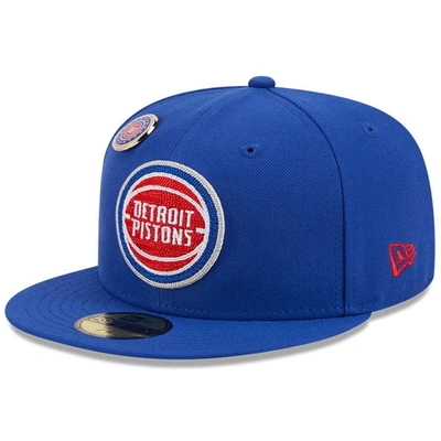 New Era Blue Detroit Pistons Chainstitch Logo Pin 59fifty Fitted Hat