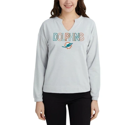 Concepts Sport Gray Miami Dolphins Sunray Notch Neck Long Sleeve T-shirt