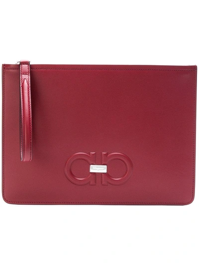 Ferragamo Salvatore  Double Gancio Zip Pouch - Red