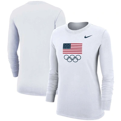 Nike White Team Usa Core Long Sleeve T-shirt