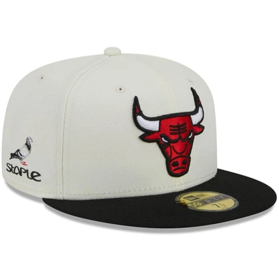 New Era X Staple Cream/black Chicago Bulls Nba X Staple Two-tone 59fifty Fitted Hat