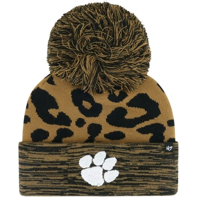 47 '  Brown Clemson Tigers Rosette Cuffed Knit Hat With Pom