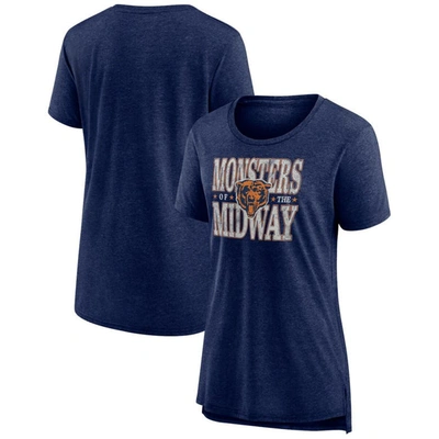 Fanatics Branded  Heather Navy Chicago Bears Our Pastime Tri-blend T-shirt
