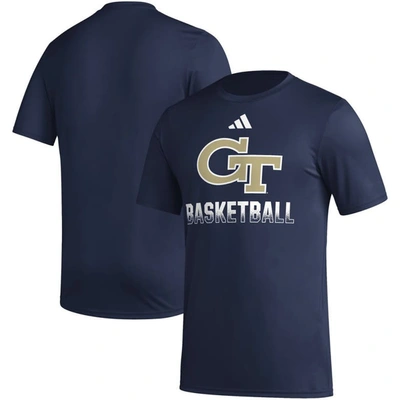 Adidas Originals Adidas  Navy Georgia Tech Yellow Jackets Fadeaway Basketball Pregame Aeroready T-shirt