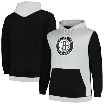 Fanatics Branded  Black/silver Brooklyn Nets Big & Tall Primary Arctic Pullover Hoodie In Black,silver