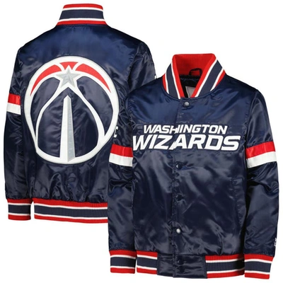 Starter Kids' Youth  Navy Washington Wizards Home Game Varsity Satin Full-snap Jacket