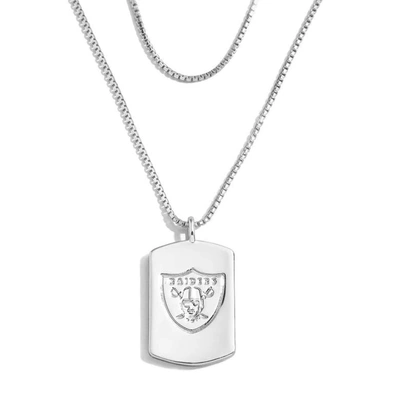 Wear By Erin Andrews X Baublebar Las Vegas Raiders Silver Dog Tag Necklace