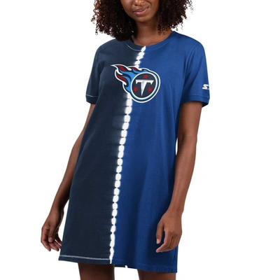 Starter Navy Tennessee Titans Ace Tie-dye T-shirt Dress