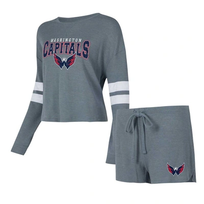 Concepts Sport Gray Washington Capitals Meadow Long Sleeve T-shirt & Shorts Sleep Set