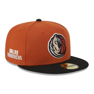 New Era Men's  Rust, Black Dallas Mavericks Two-tone 59fifty Fitted Hat In Rust,black