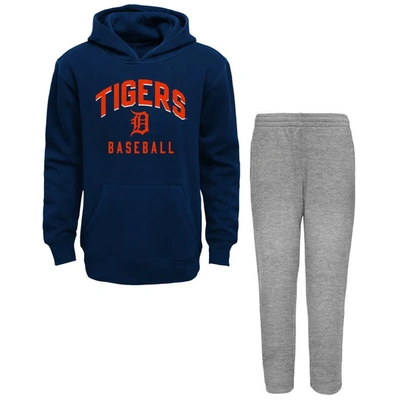 Outerstuff Kids' Toddler Navy/gray Detroit Tigers Play-by-play Pullover Fleece Hoodie & Pants Set