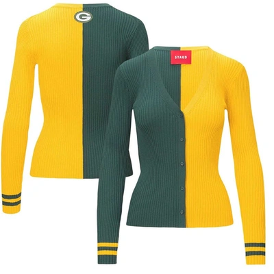 Staud Women's  Green, Gold Green Bay Packers Cargo Sweater In Green,gold