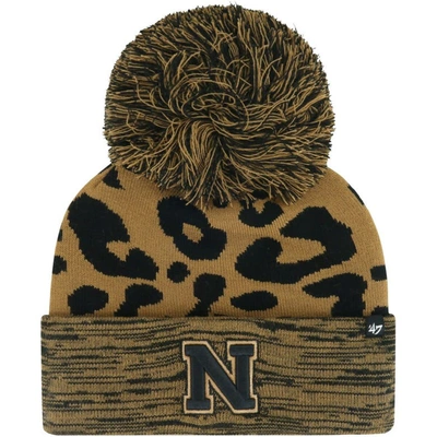 47 '  Brown Nebraska Huskers Rosette Cuffed Knit Hat With Pom