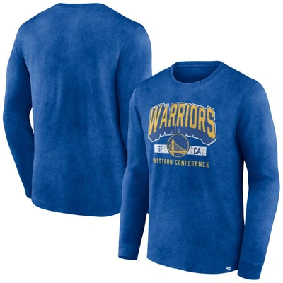 Fanatics Branded Heather Royal Golden State Warriors Front Court Press Snow Wash Long Sleeve T-shirt