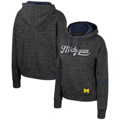 Colosseum Charcoal Michigan Wolverines Catherine Speckle Pullover Hoodie