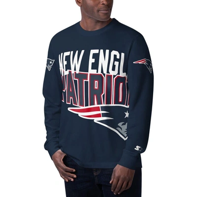 Starter Navy New England Patriots Clutch Hit Long Sleeve T-shirt