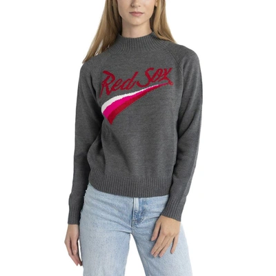 Lusso Gray Boston Red Sox Serena Raglan Pullover Sweater