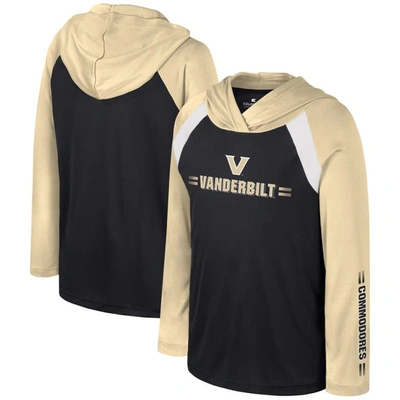 Colosseum Kids' Youth  Black Vanderbilt Commodores Eddie Multi-hit Raglan Long Sleeve Hoodie T-shirt