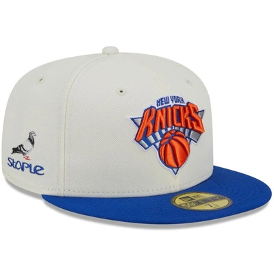 New Era X Staple Cream/blue New York Knicks Nba X Staple Two-tone 59fifty Fitted Hat