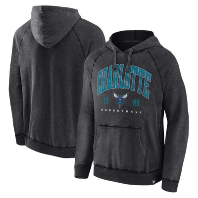 Fanatics Branded Heather Charcoal Charlotte Hornets Foul Trouble Snow Wash Raglan Pullover Hoodie