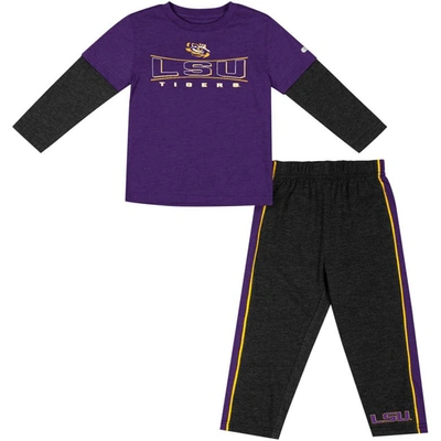 Colosseum Kids' Toddler  Purple/black Lsu Tigers Long Sleeve T-shirt & Pants Set