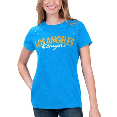 G-iii 4her By Carl Banks Heathered Powder Blue Los Angeles Chargers Main Game T-shirt