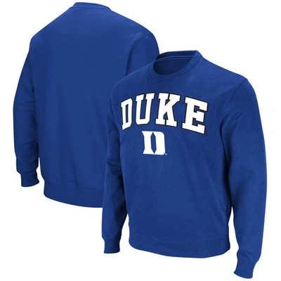 Colosseum Men's Duke Blue Devils Arch & Logo Pullover Sweatshirt In Royal
