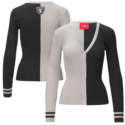 Staud Silver/black Las Vegas Raiders Cargo Sweater