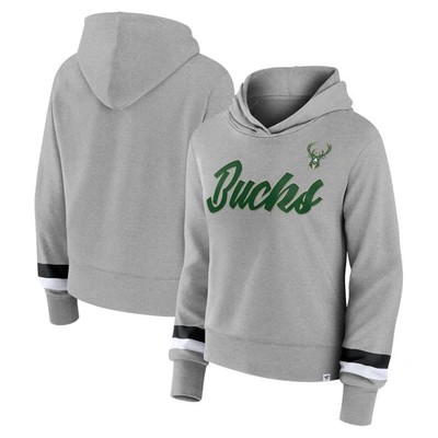 Fanatics Branded Heather Gray Milwaukee Bucks Halftime Pullover Hoodie
