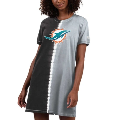 Starter Black Miami Dolphins Ace Tie-dye T-shirt Dress