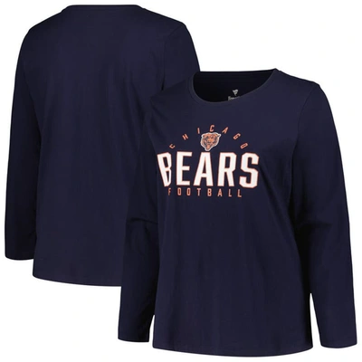 Fanatics Branded Navy Chicago Bears Plus Size Foiled Play Long Sleeve T-shirt