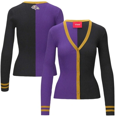 Staud Women's  Purple, Black Baltimore Ravens Cargo Sweater In Purple,black