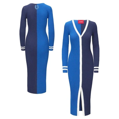 Staud Women's  Royal, Navy Indianapolis Colts Shoko Knit Button-up Jumper Dress In Royal,navy