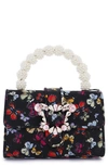 Sophia Webster Margaux Imitation Pearl Top Handle Bag In Midnight Butterfly Meadow